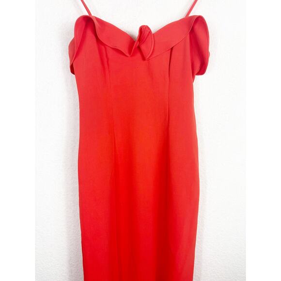 Likely Johnna Sweetheart Neckline Midi Dress Size 0 Orange Cocktail Wedding - Picture 9 of 14